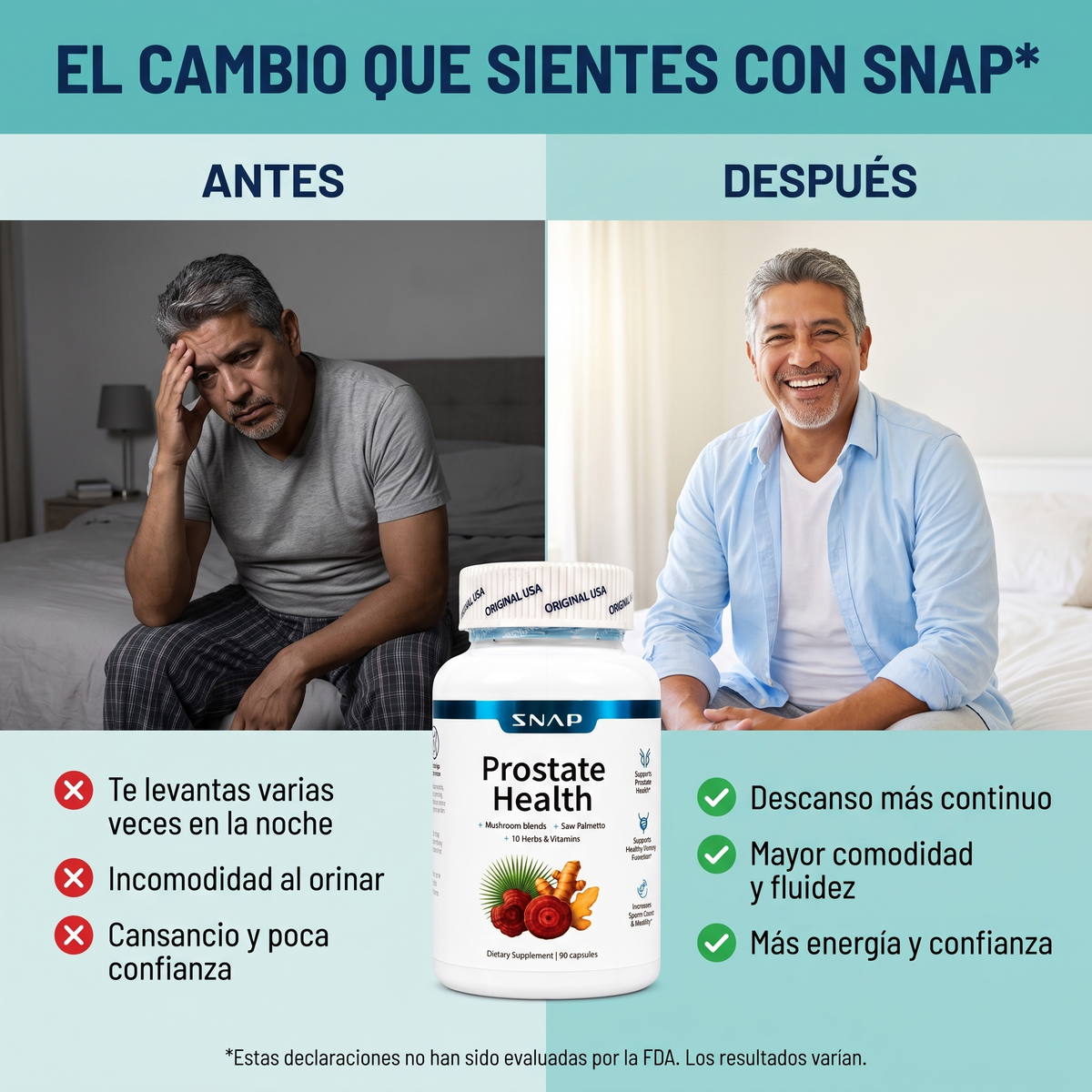 Antes y después con SNAP Prostate Health